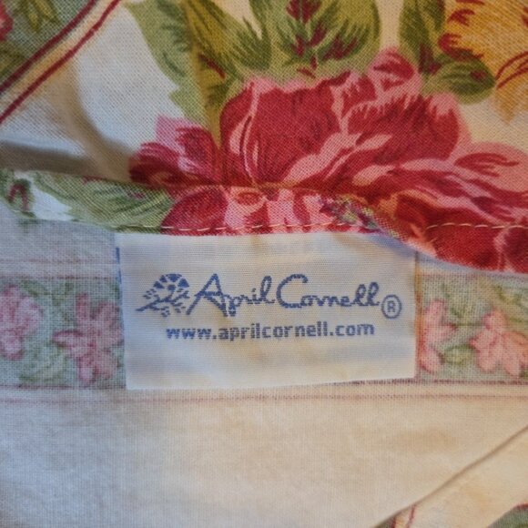 April Cornell Floral Cotton Oval Tablecloth Peony Butterflies Pink AS IS 78x78 - Picture 4 of 9